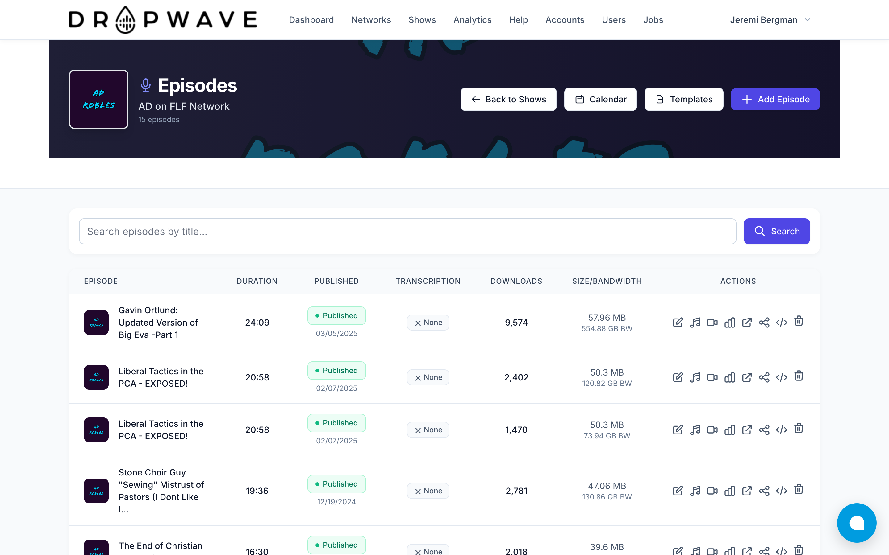 Dropwave Episode Management — upload, schedule, and publish episodes